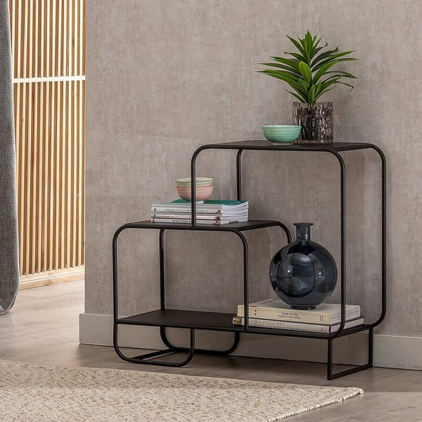 Černý kovový regál 72x68 cm Sleco – Ixia-image-2
