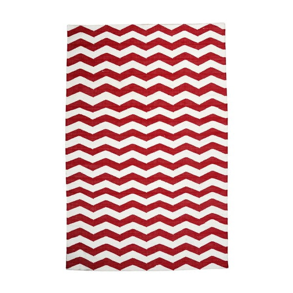 Bavlněný koberec Chevron Ivory/Red, 120x180 cm
