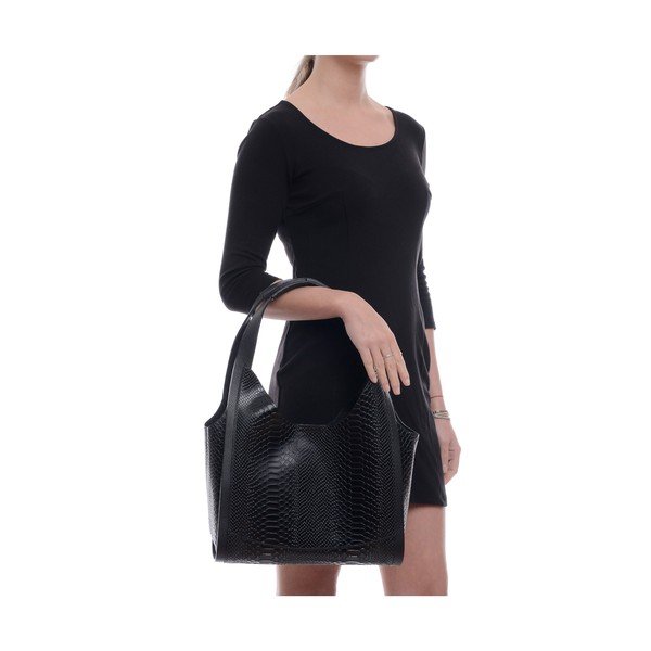 Černá kožená kabelka Mangotti Bags Sierra-image-4