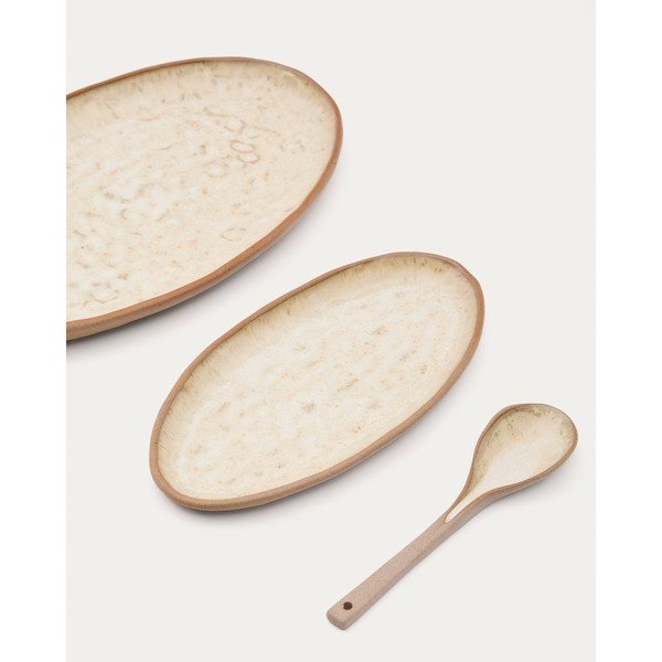 Béžové servírovací keramické talíře v sadě 3 ks Zunel – Kave Home-image-2