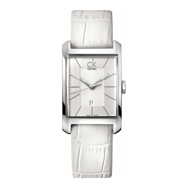Dámské bílé hodinky s koženým řemínkem Calvin Klein 