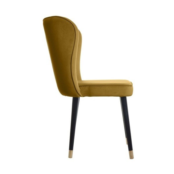 Hořčicová jídelní židle s detaily ve zlaté barvě JohnsonStyle Odette French Velvet-image-1