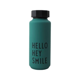 Zelená termo láhev Design Letters Hello, 500 ml
