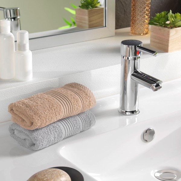 Světle hnědý froté bavlněný ručník 30x50 cm Tendresse – douceur d'intérieur-image-1