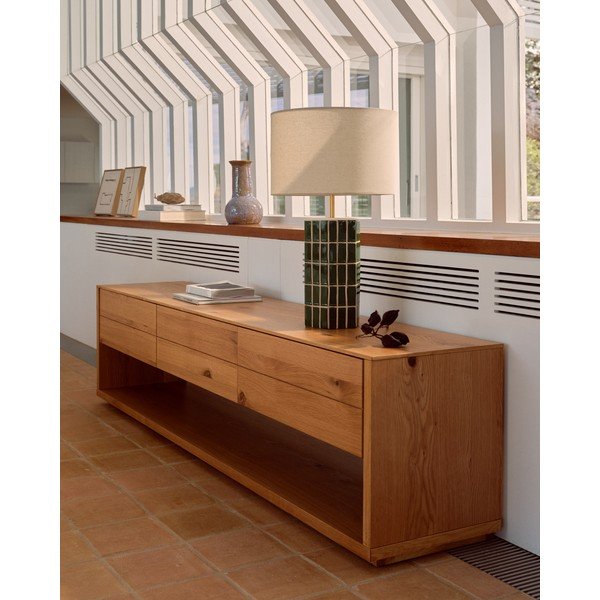 Zelená/krémová stolní lampa s textilním stínidlem (výška 61,5 cm) Rue – Kave Home-image-2