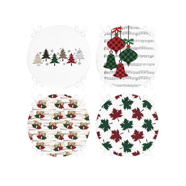Podsedáky v sadě 4 ks s vánočním motivem ø 40 cm Tartan – Mila Home
