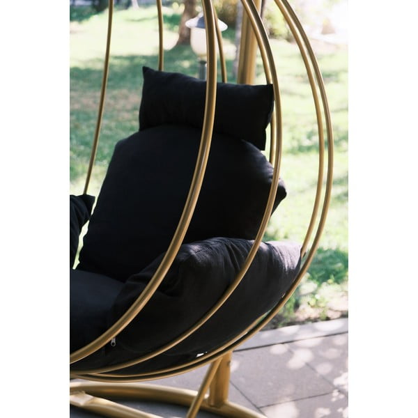 Závěsné zahradní křeslo v černo-zlaté barvě Damla – Floriane Garden-image-3