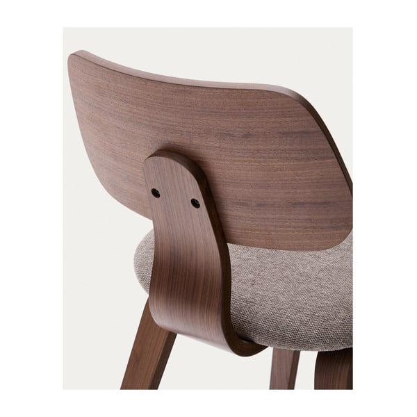 Béžová/tmavě hnědá jídelní židle v dekoru ořechu Gena – Kave Home-image-4