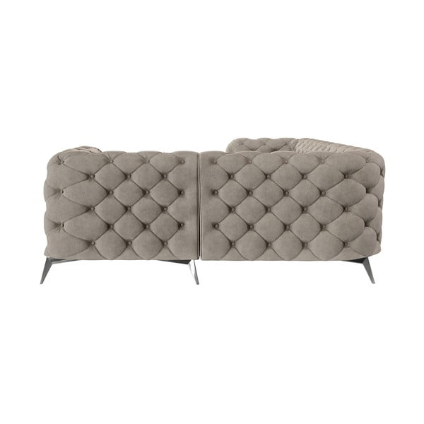 Šedobéžová sametová rohová pohovka (pravý roh/do L) Chelsea – Ropez-image-3