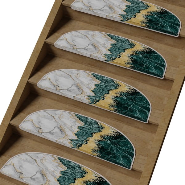 Nášlapy na schody v sadě 16 ks v petrolejovo-krémové barvě 20x65 cm Golden Marble – Vitaus-image-1