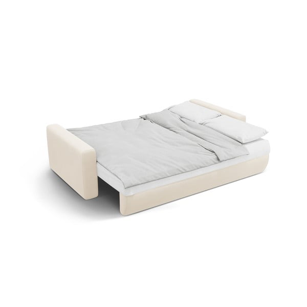 Béžová sametová rozkládací pohovka s úložným prostorem  238 cm Belfast – Cosmopolitan Design-image-4