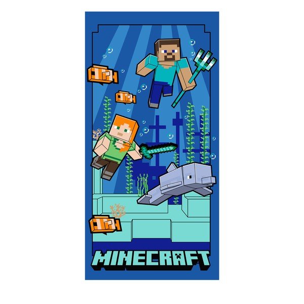 Modrá dětská osuška z mikrovlákna 70x140 cm Minecraft "Underwater Fun" – Jerry Fabrics