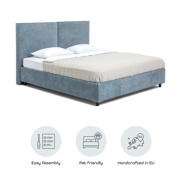 Modrá čalouněná dvoulůžková postel s úložným prostorem s roštem 180x200 cm Myra Bold – Bonami Selection-image-4