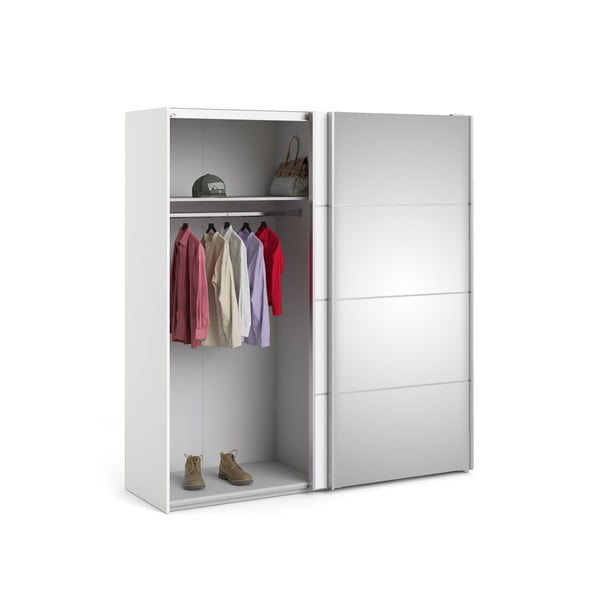 Bílá šatní skříň se zrcadlem a posuvnými dveřmi 182x202 cm Verona - Tvilum-image-2
