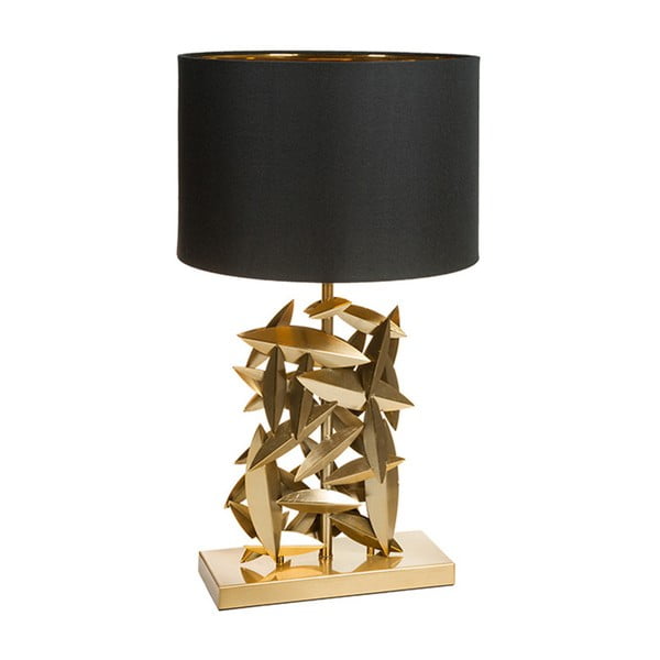 Černá stolní lampa  se základnou ve zlaté barvě Santiago Pons Arlo