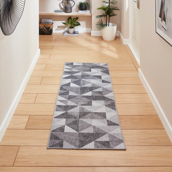 Šedý pratelný běhoun 76x230 cm Coral Grey – Think Rugs-image-1