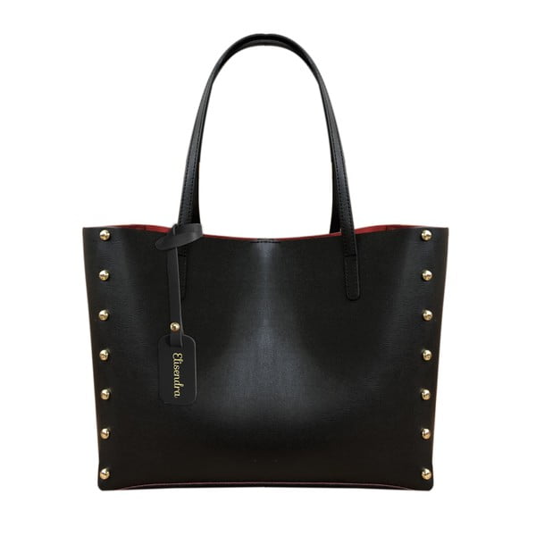 Černá kožená kabelka s červeným vnitřkem Maison Bag Missy