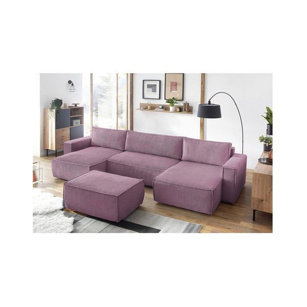 Růžový manšestrový taburet Nihad – Bobochic Paris-image-4