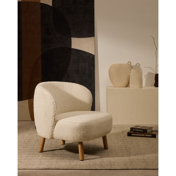 Krémové křeslo z textilie bouclé Ulit – Kave Home-image-1