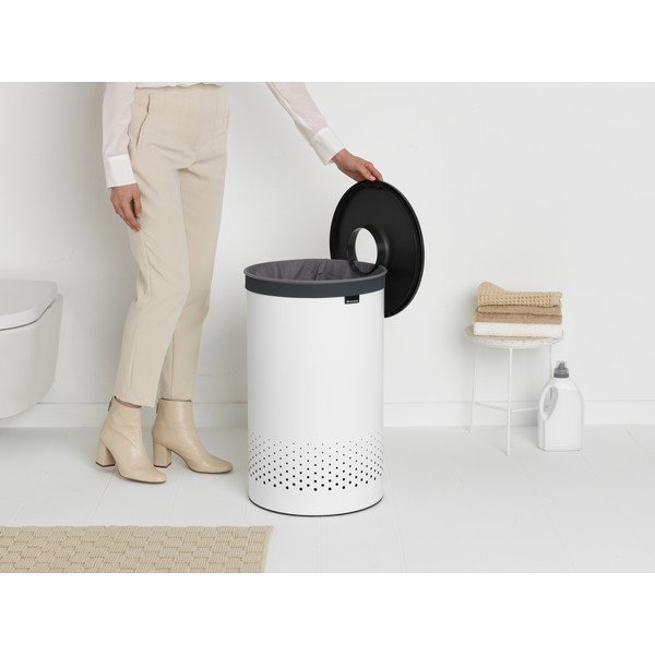 Bílý kovový koš na prádlo 60 l – Brabantia-image-1