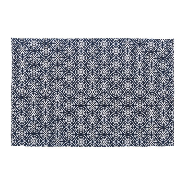Modro-bílý bavlněný koberec Unimasa, 120 x 180 cm