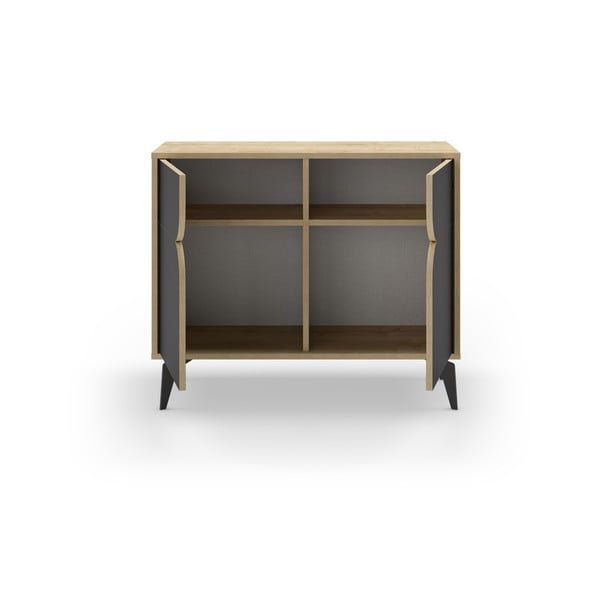 Skříňka v dekoru dubu v černo-přírodní barvě 95x79 cm Nola – Marckeric-image-3