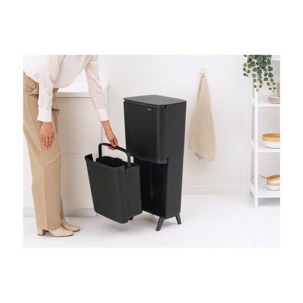Tmavě šedý plastový odpadkový koš 20+25 l na tříděný odpad SortUp Recycle Hi – Brabantia-image-2