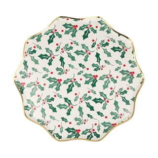 Papírové jednorázové tácky v sadě  8 ks Holly Pattern – Meri Meri