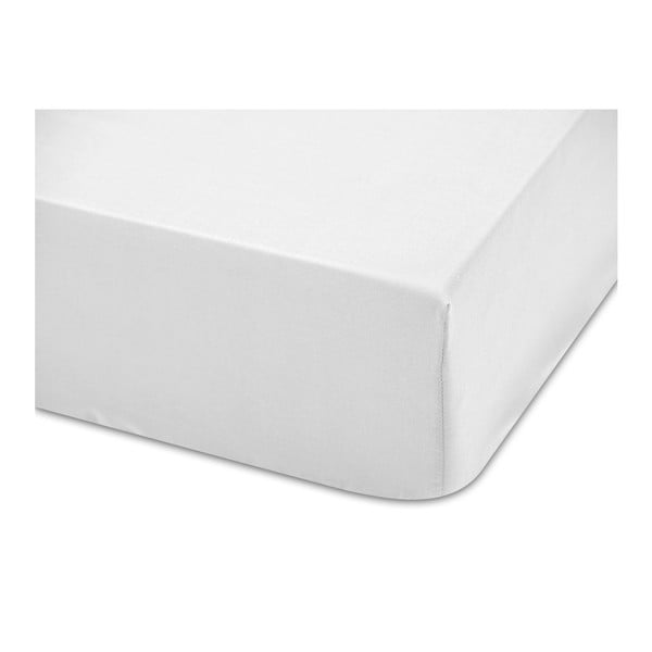 Bílé bavlněné elastické prostěradlo Boheme Basic, šířka 200 cm