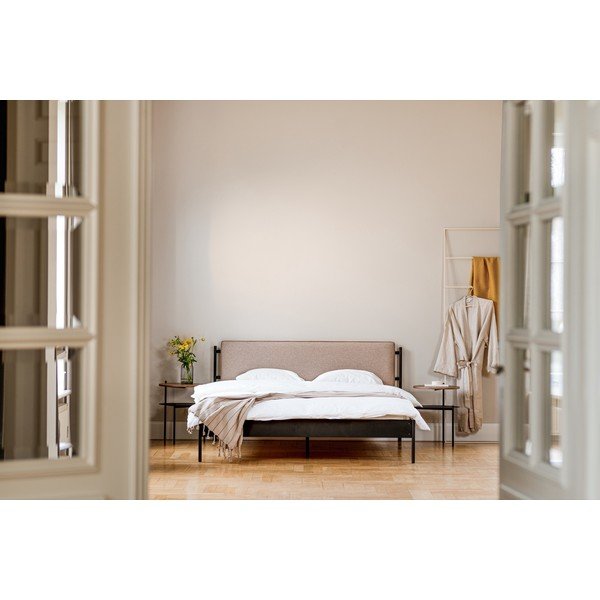 Černá ocelová čalouněná dvoulůžková postel s roštem 160x200 cm Eton Basic – noo.ma-image-3