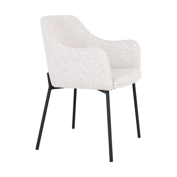 Bílé čalouněné jídelní křeslo s područkami Melilla – House Nordic-image-3