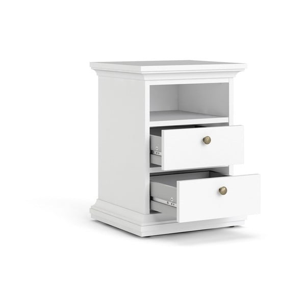 Bílý noční stolek s poličkami Paris - Tvilum-image-4