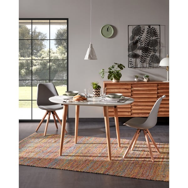 Bílý rozkládací jídelní stůl s bílou deskou 90x120 cm Oqui – Kave Home-image-1