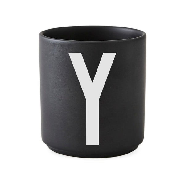 Černý porcelánový hrnek Design Letters Alphabet Y, 250 ml