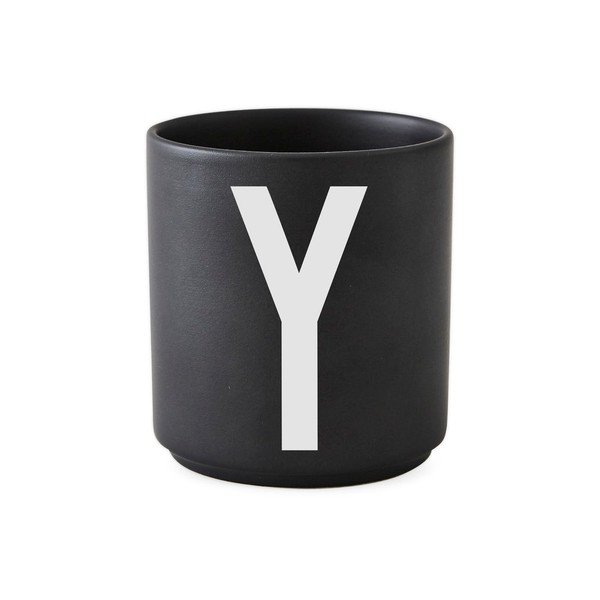 Černý porcelánový hrnek Design Letters Alphabet Y, 250 ml