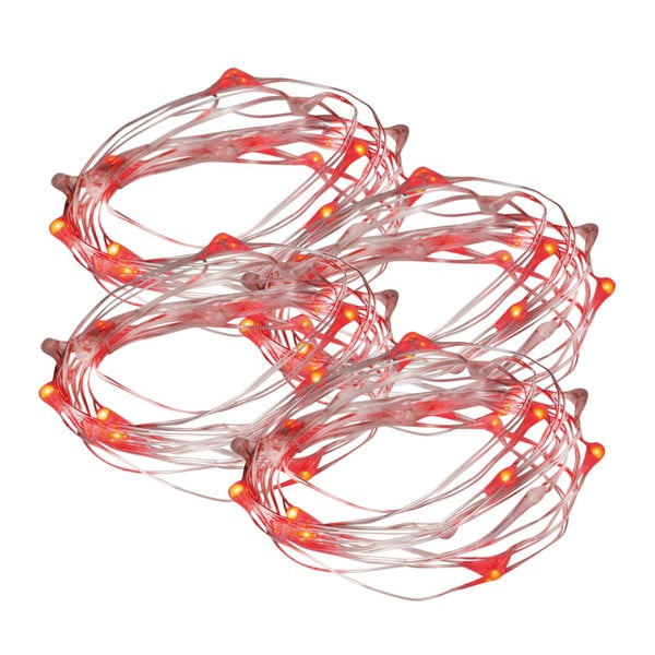 Sada 4 červených řetězů s LED světly Naeve Fairy, délka 220 cm