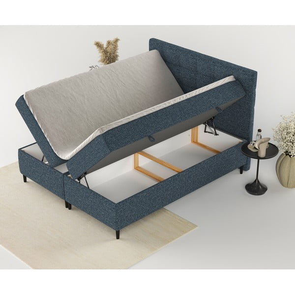 Tmavě modrá boxspring postel s úložným prostorem 180x200 cm Urbaneo – Maison de Rêve-image-2