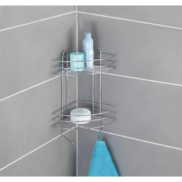 Dvoupatrová pochromovaná rohová nástěnná polička Wenko Exclusive-image-1