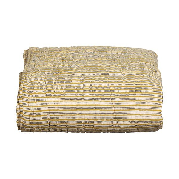 Bavlněný přehoz v hořčicové barvě na dvoulůžko 220x265 cm Chevron – BePureHome-image-3