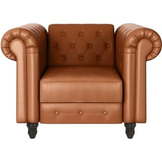 Koňakově hnědé křeslo chesterfield z imitace kůže Felix – Støraa