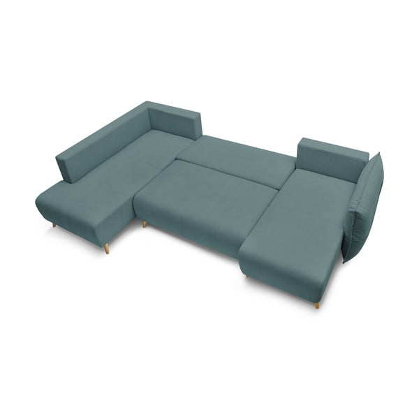 Tyrkysová rozkládací rohová pohovka (levý roh/do "U") Nessa – Bobochic Paris-image-4