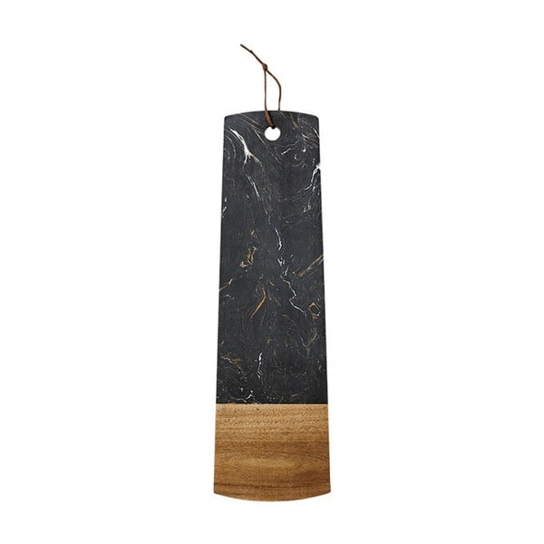 Černé servírovací prkénko z kamene a dřeva akácie Ladelle, délka 50 cm