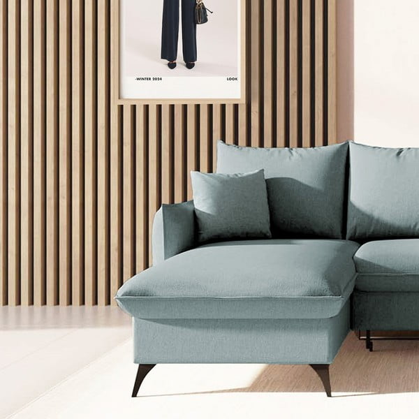 Světle modrá rozkládací/s úložným prostorem rohová pohovka (levý roh/s lenoškou) Brim – Rodier-image-4