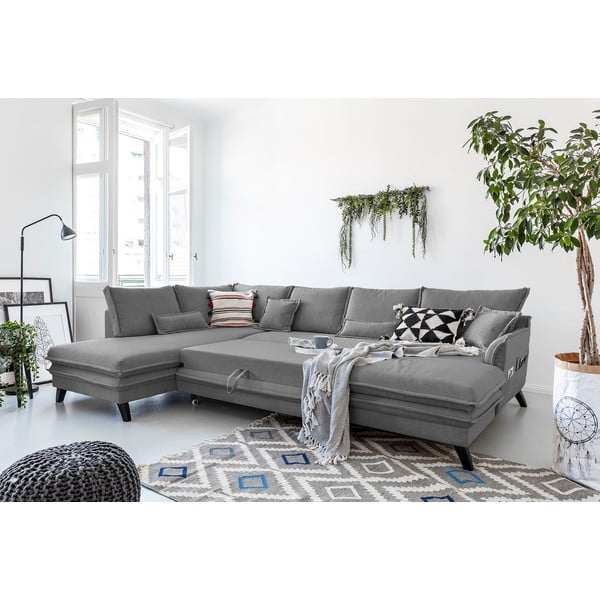 Šedá rozkládací pohovka do "U" Miuform Charming Charlie, levý roh-image-4