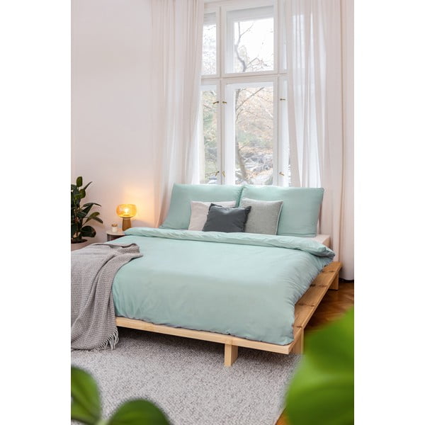 Zelené povlečení na jednolůžko z mikrosaténu 140x200 cm Basic – Bonami Essentials-image-4