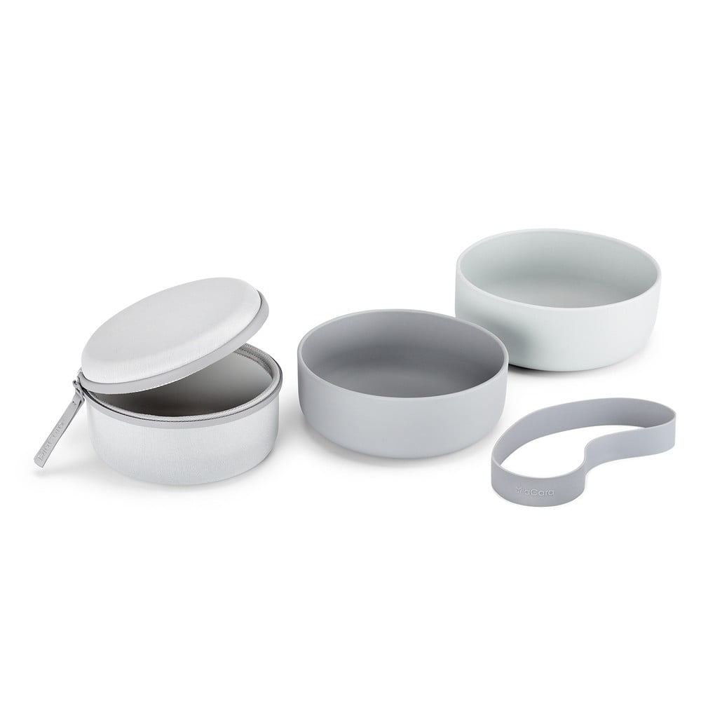 Silikonová cestovní sada misek pro psa ø 19 cm Bento Concrete/Slate – MiaCara