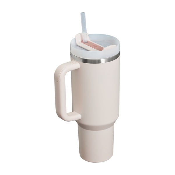 Světle růžová termoska s brčkem z nerezové oceli 1,18 l Quencher H2.0 FlowState Tumbler Rose Quartz – Stanley-image-3