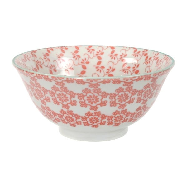 Červená porcelánová miska Tokyo Design Studio Flowers, ⌀ 15 cm