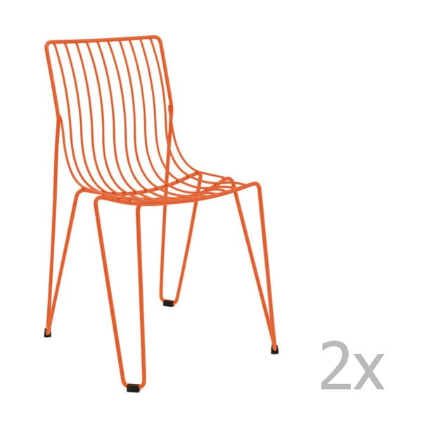 Sada 2 oranžových zahradních židlí Isimar Monaco
