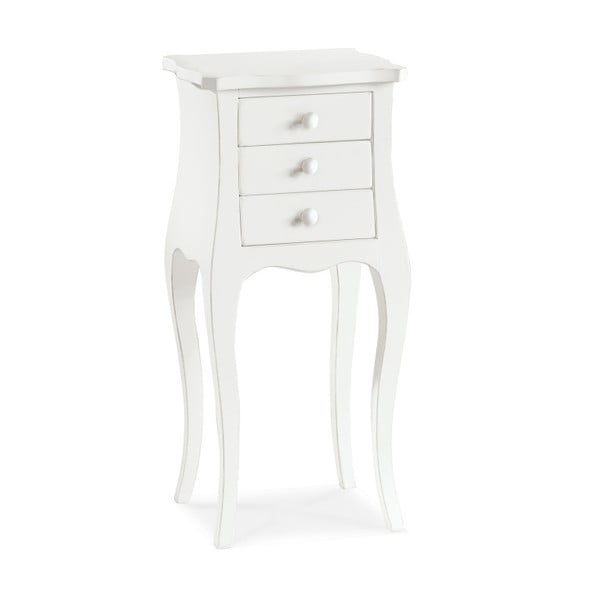 Bílý dřevěný odkládací stolek se 3 zásuvkami Castagnetti Corinne